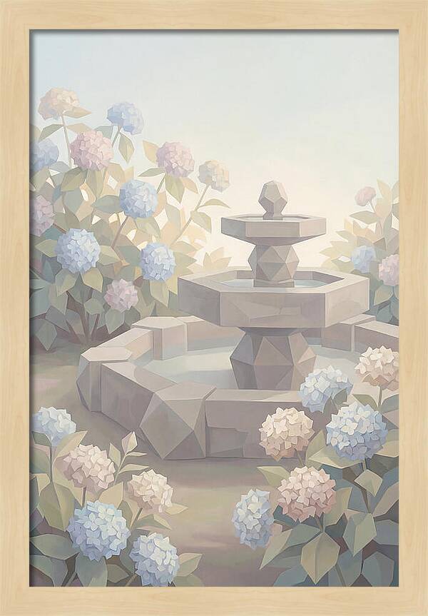 Stone Fountain Surrounded By Blooms