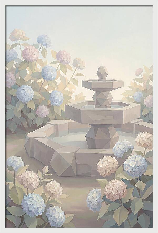 Stone Fountain Surrounded By Blooms