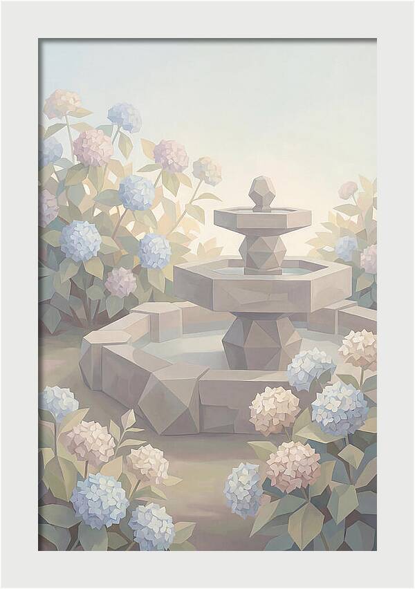 Stone Fountain Surrounded By Blooms