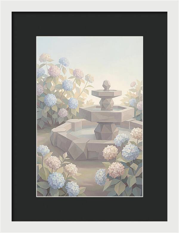 Stone Fountain Surrounded By Blooms