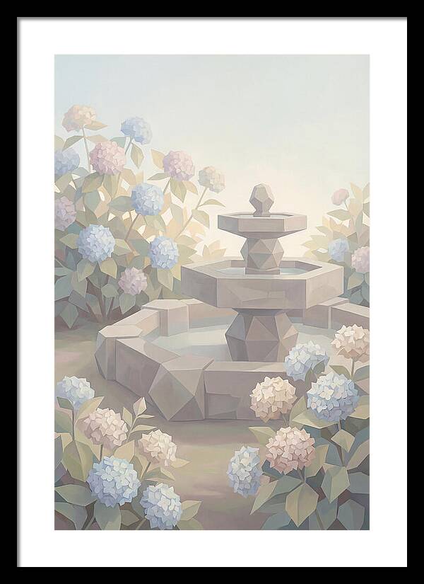 Stone Fountain Surrounded By Blooms