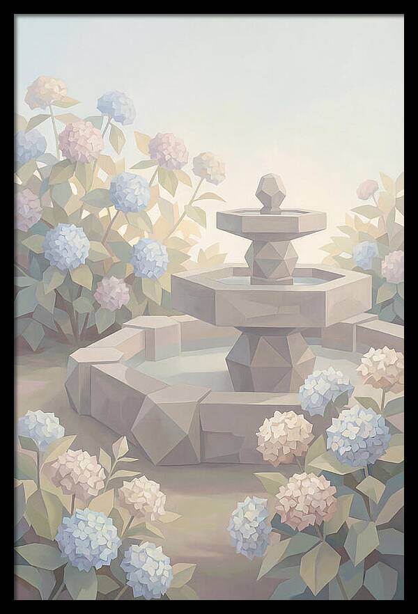 Stone Fountain Surrounded By Blooms
