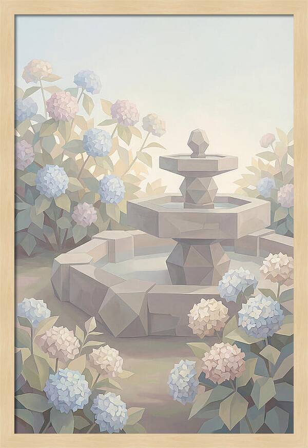 Stone Fountain Surrounded By Blooms