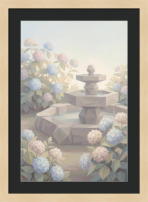 Stone Fountain Surrounded By Blooms