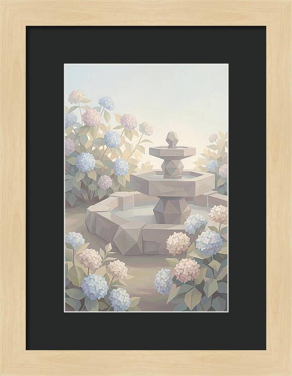 Stone Fountain Surrounded By Blooms