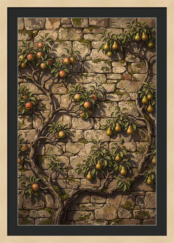Stone Garden Wall With Espaliered Fruit