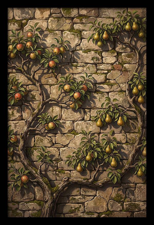 Stone Garden Wall With Espaliered Fruit