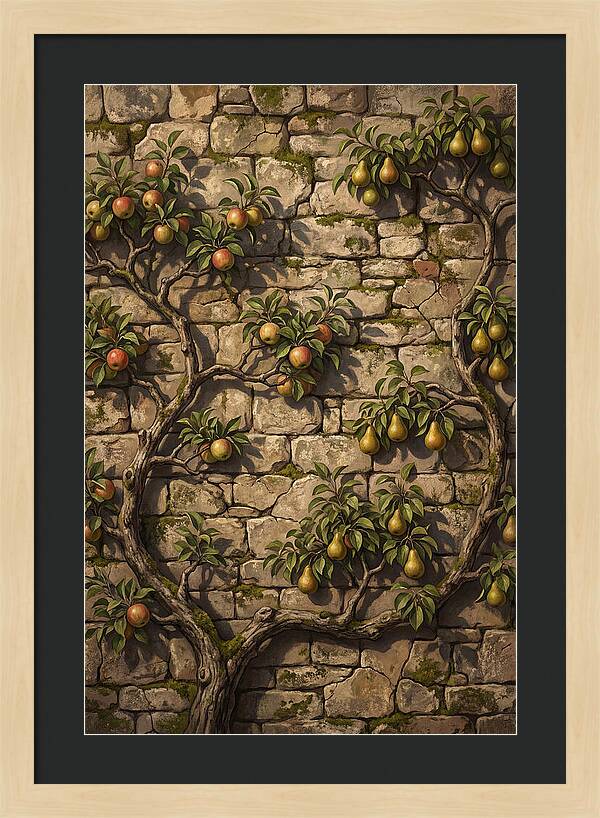Stone Garden Wall With Espaliered Fruit