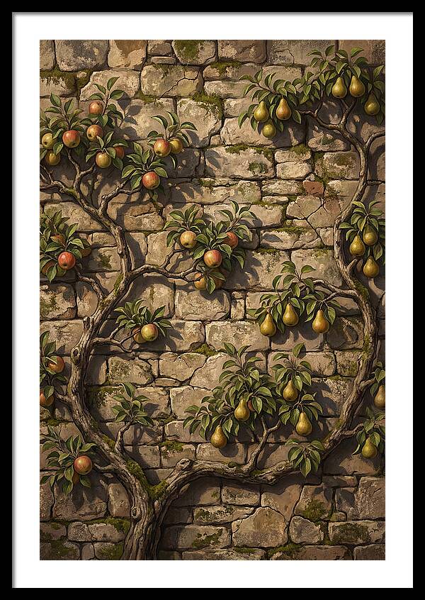 Stone Garden Wall With Espaliered Fruit