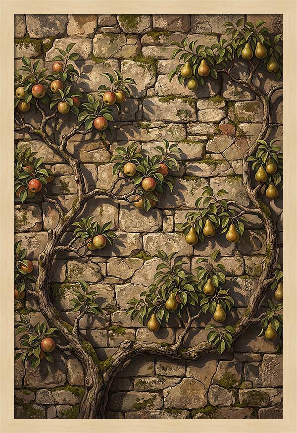 Stone Garden Wall With Espaliered Fruit