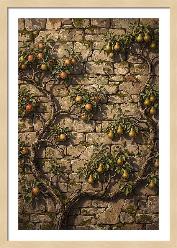 Stone Garden Wall With Espaliered Fruit