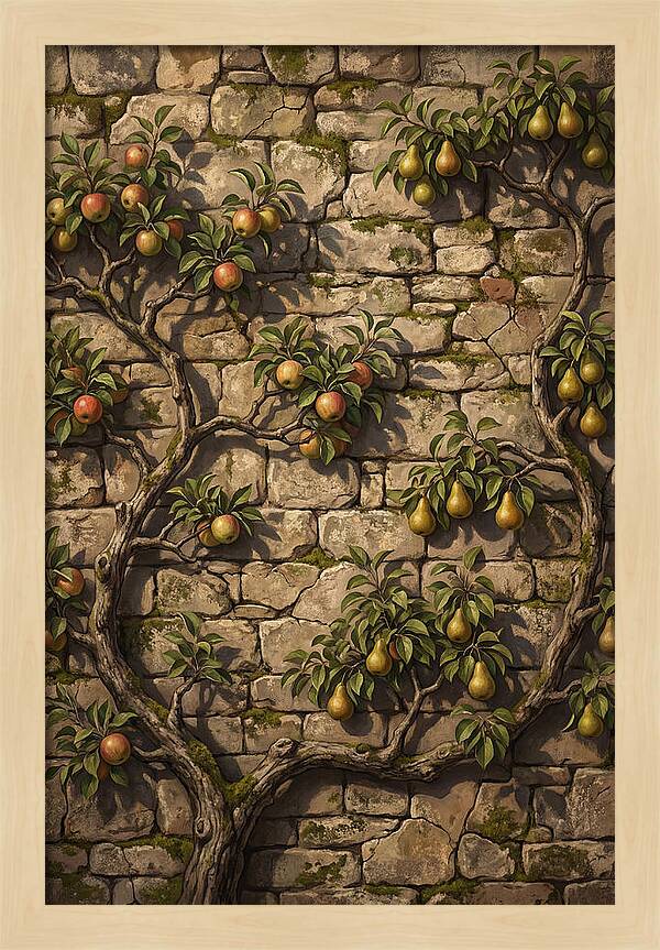 Stone Garden Wall With Espaliered Fruit