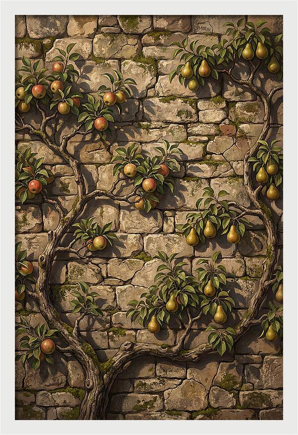 Stone Garden Wall With Espaliered Fruit