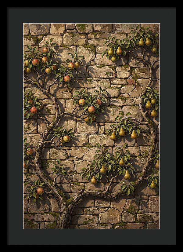 Stone Garden Wall With Espaliered Fruit