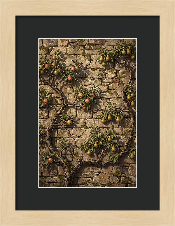 Stone Garden Wall With Espaliered Fruit