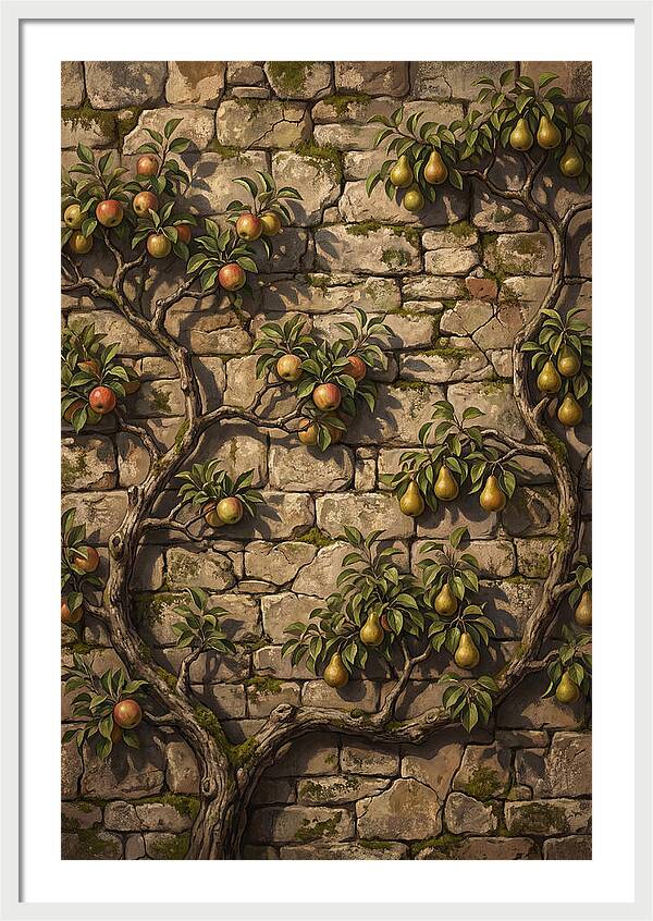 Stone Garden Wall With Espaliered Fruit