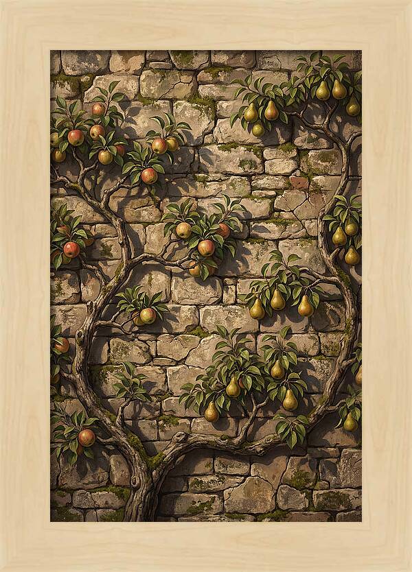 Stone Garden Wall With Espaliered Fruit