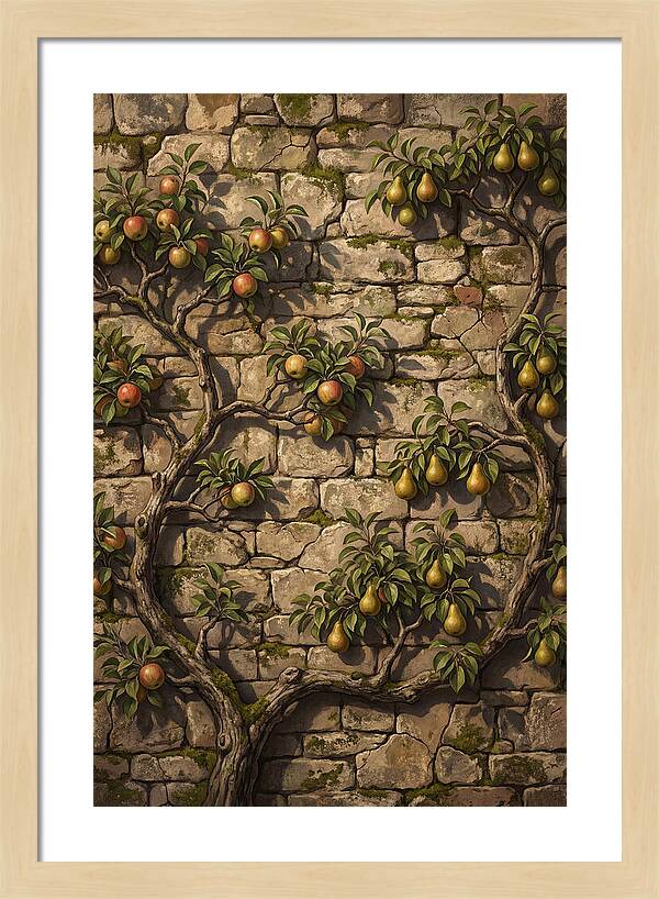 Stone Garden Wall With Espaliered Fruit