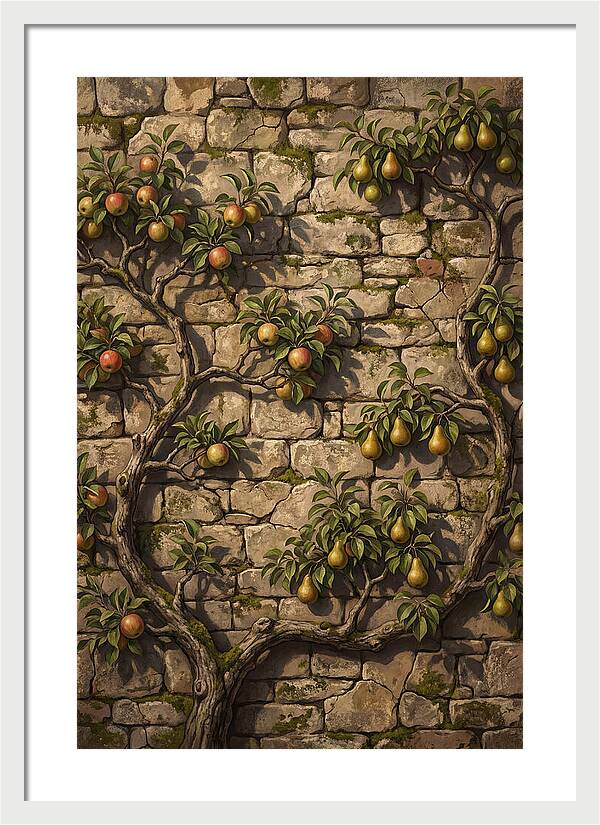 Stone Garden Wall With Espaliered Fruit