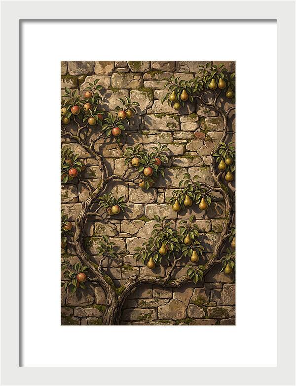 Stone Garden Wall With Espaliered Fruit
