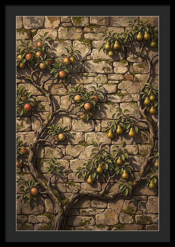 Stone Garden Wall With Espaliered Fruit