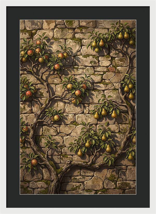 Stone Garden Wall With Espaliered Fruit