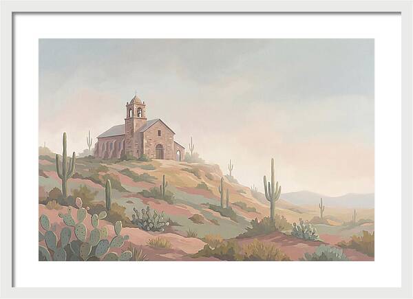 Stone Iglesia On Cactus Dotted Hill