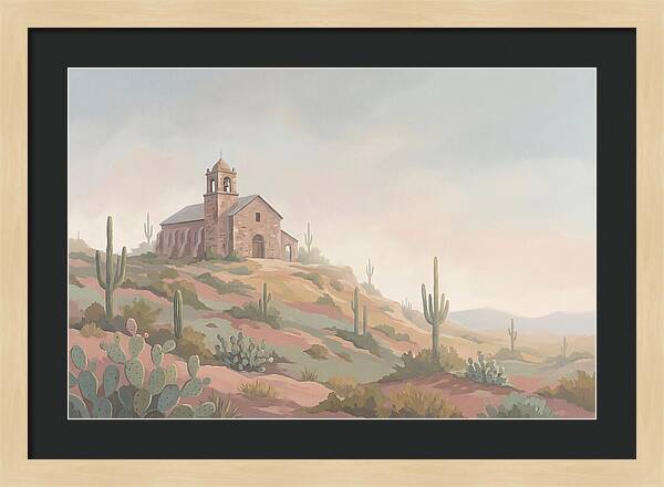 Stone Iglesia On Cactus Dotted Hill