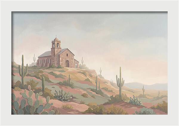 Stone Iglesia On Cactus Dotted Hill