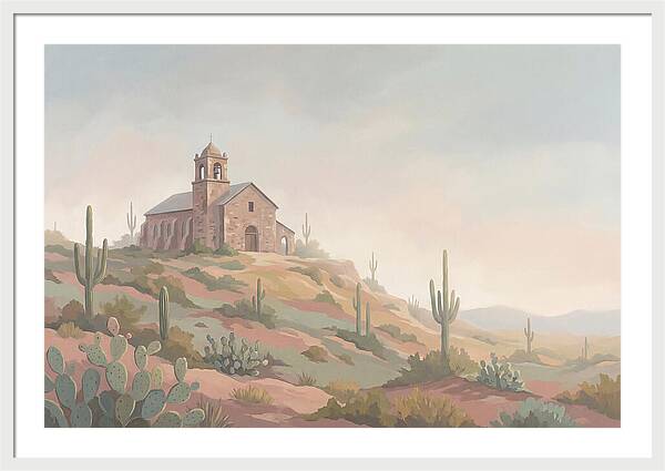 Stone Iglesia On Cactus Dotted Hill