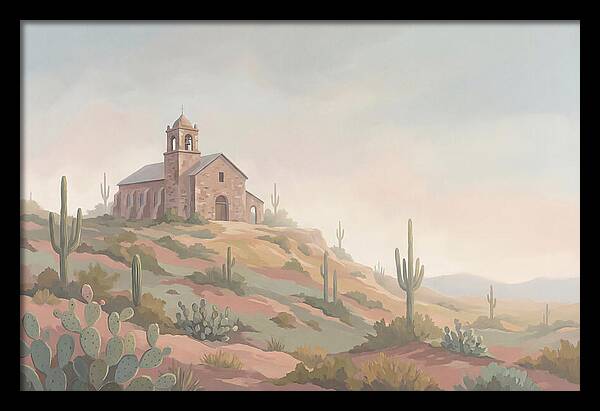Stone Iglesia On Cactus Dotted Hill