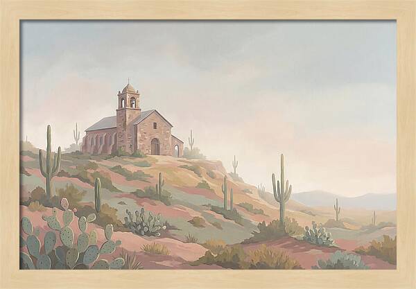Stone Iglesia On Cactus Dotted Hill