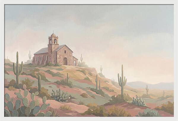 Stone Iglesia On Cactus Dotted Hill