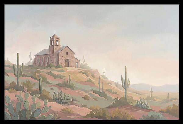 Stone Iglesia On Cactus Dotted Hill