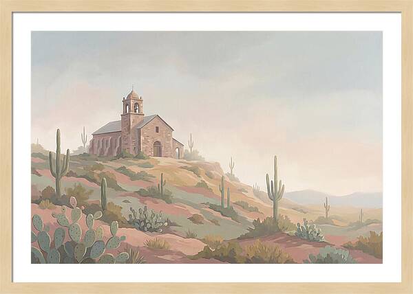 Stone Iglesia On Cactus Dotted Hill