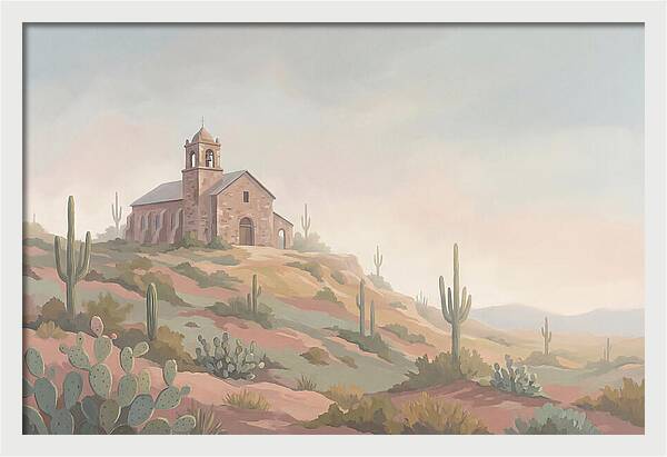 Stone Iglesia On Cactus Dotted Hill