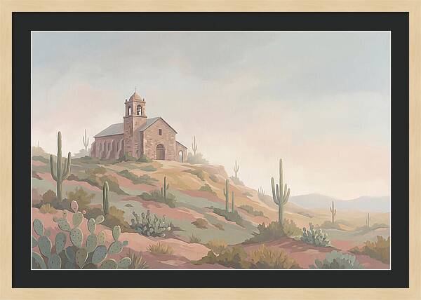 Stone Iglesia On Cactus Dotted Hill