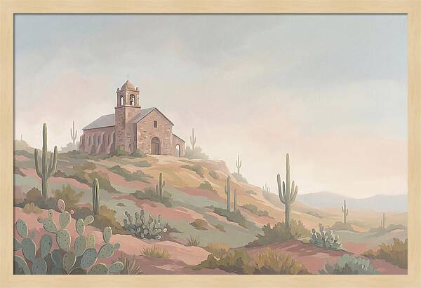 Stone Iglesia On Cactus Dotted Hill