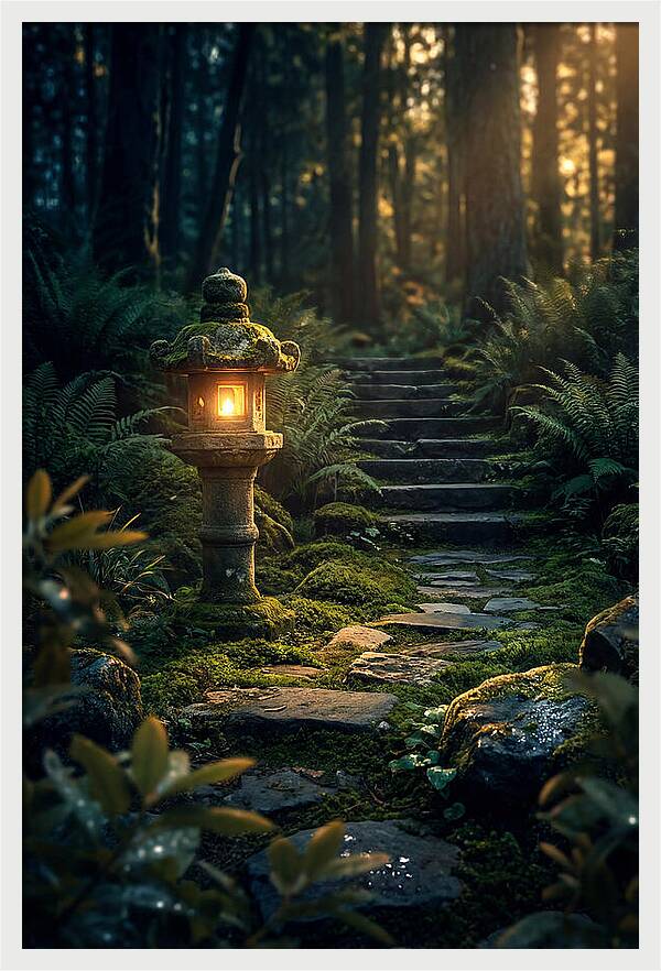 Stone Lantern Amidst Mossy Serenity