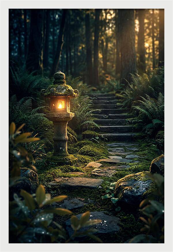 Stone Lantern Amidst Mossy Serenity