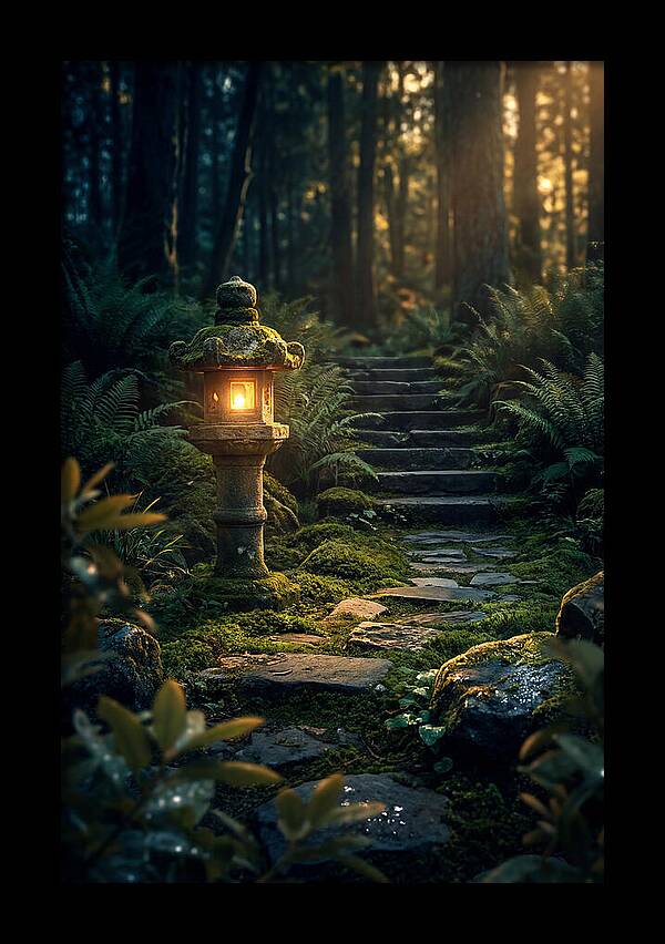 Stone Lantern Amidst Mossy Serenity