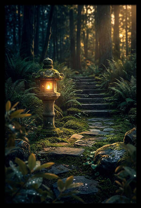 Stone Lantern Amidst Mossy Serenity