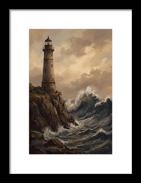 Stone Lighthouse Weathering Waves