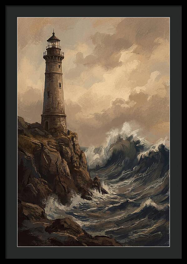 Stone Lighthouse Weathering Waves