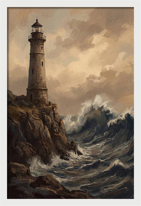 Stone Lighthouse Weathering Waves