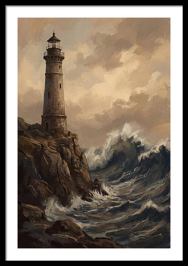 Stone Lighthouse Weathering Waves
