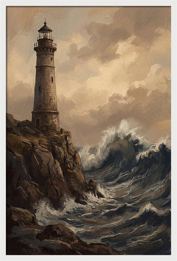 Stone Lighthouse Weathering Waves