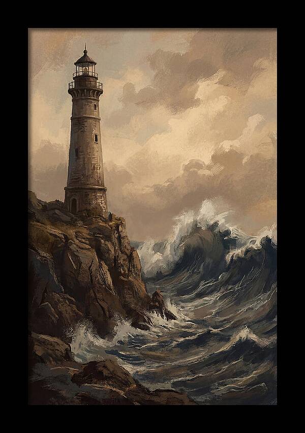 Stone Lighthouse Weathering Waves