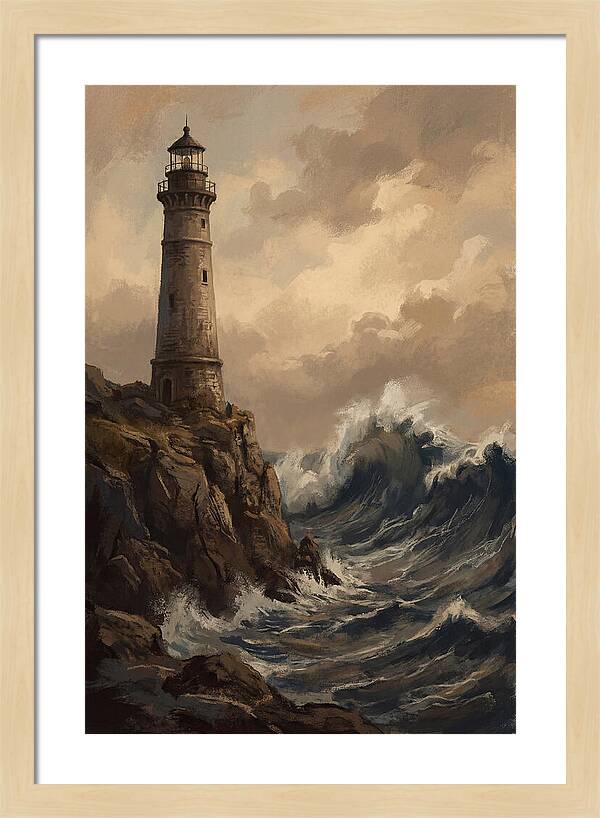 Stone Lighthouse Weathering Waves