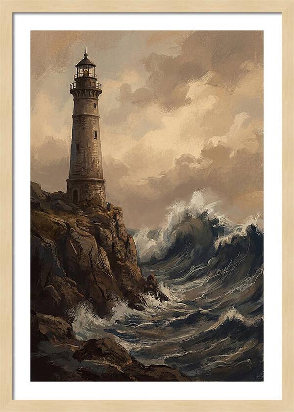 Stone Lighthouse Weathering Waves